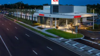 Street view of AdventHealth Brandon at night
