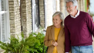 Elderly couple on a shopping trip.