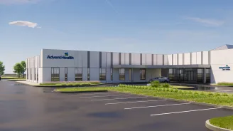Rendering of the exterior of AdventHealth Care Pavilion Bloomingdale.
