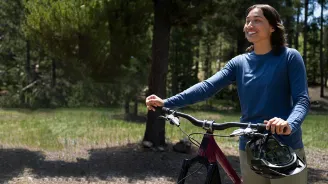 Woman riding a bike