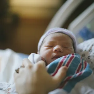 A mother holds her newborn baby in their AdventHealth hospital room