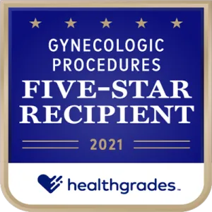 5-star badge in gynecologic procedures by Heathgrades