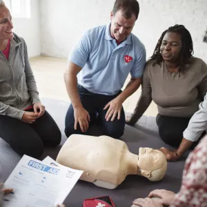 A group gets trained in CPR.