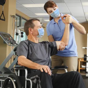 A man doing physical therapy.