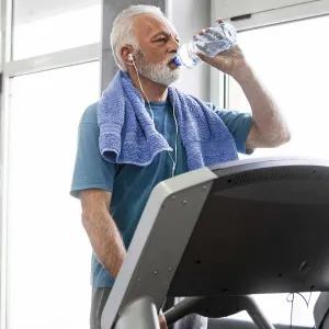 A man on the treadmill.