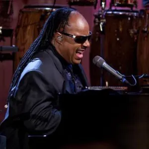 Stevie Wonder performs on stage.