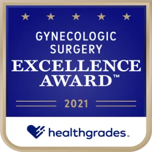 Excellence badge in gynecologic surgery by Healthgrades