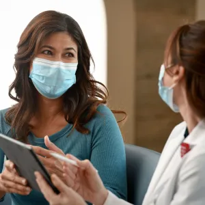 Patient reviewing results