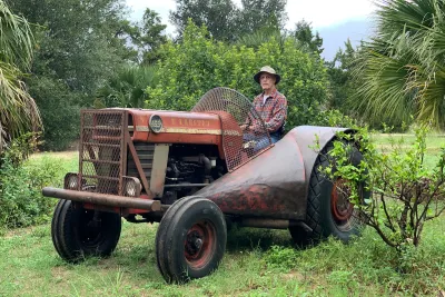 Roy Lester on his tractor.