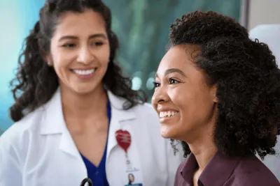 Young woman at wellness exam 