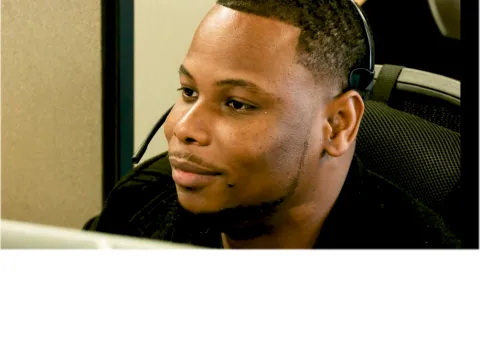 Smiling man on phone