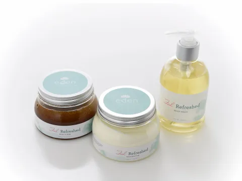 Feel Refreshed Body Products sold at Eden Spa.