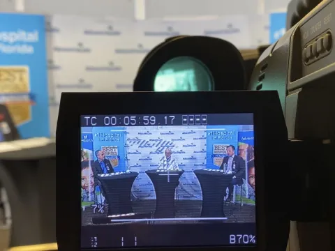 videography, looking through the view finder at a live taping