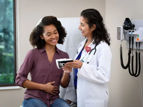Young Pregnant Woman With Doctor