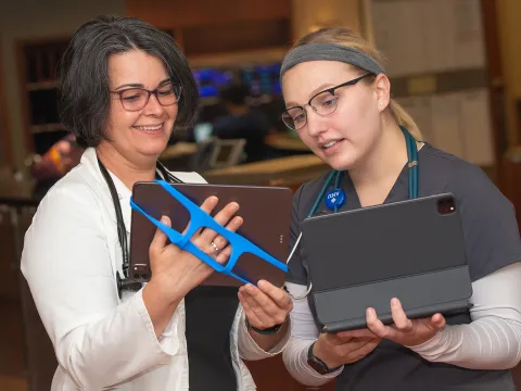 Nursing professor and student