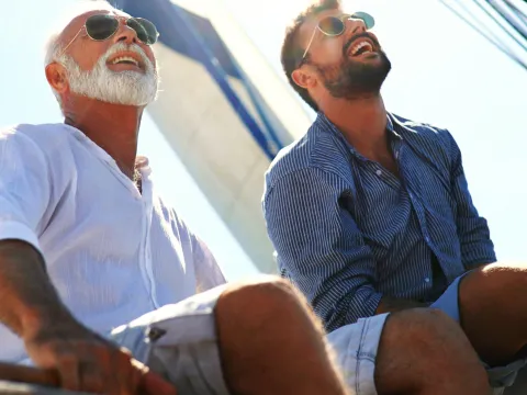 Two men on a boat