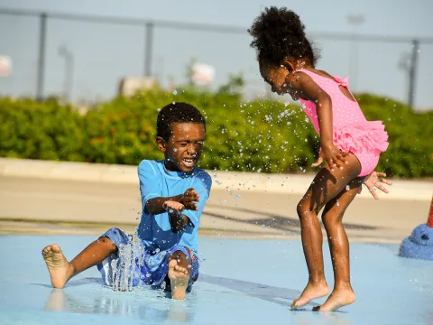 Children having fun at the waterpark