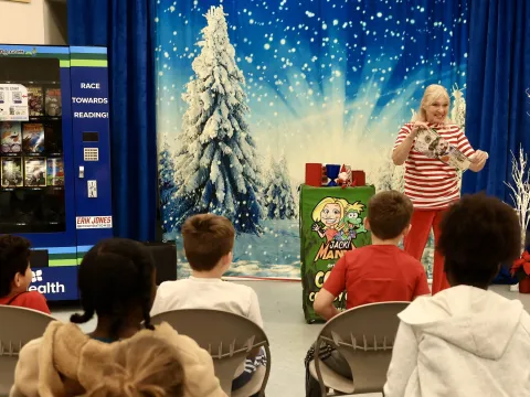 AdventHealth unveils book vending machine for Discovery Elementary