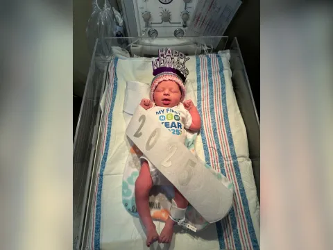Baby Holly is the first baby born in 2025 at AdventHealth Ocala.