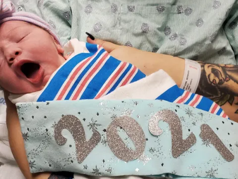 Baby Novalee yawns at AdventHealth Ocala 