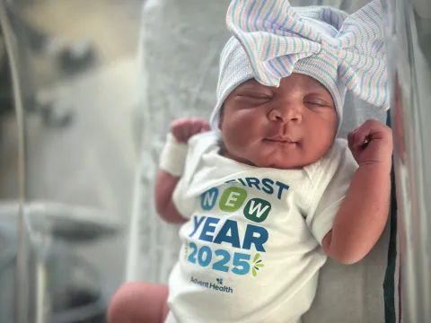 Baby Samiyah is the first baby born in 2025 at AdventHealth Riverview!