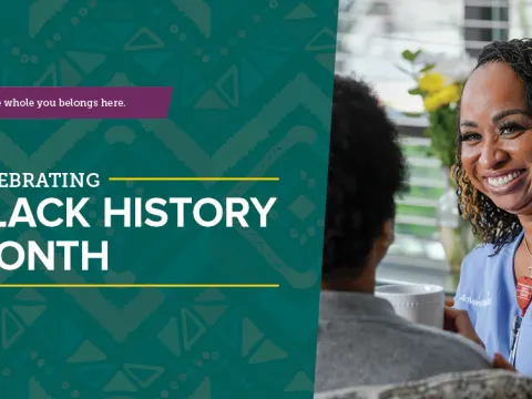 A banner that reads Celebrating Black History Month