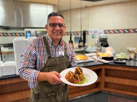 Hernan Gustavo Vasconez at the AdventHealth East Orlando cafeteria
