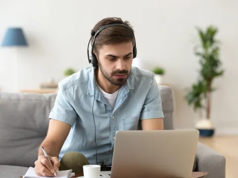A man working at home.