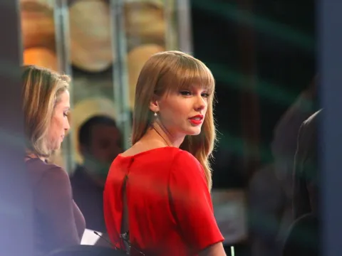 International musical superstar Taylor Swift at a press conference