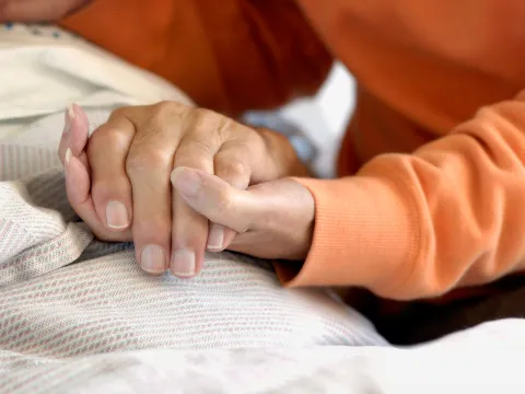 Holding hands.