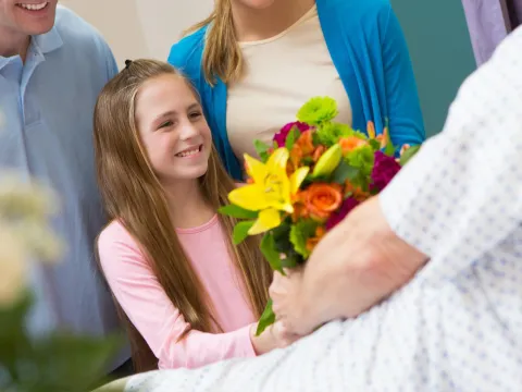 Family visiting family member in the hospital.