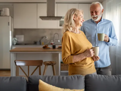 60s couple in their living room