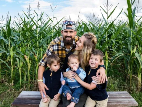 Steph with her husband and their 3 boys