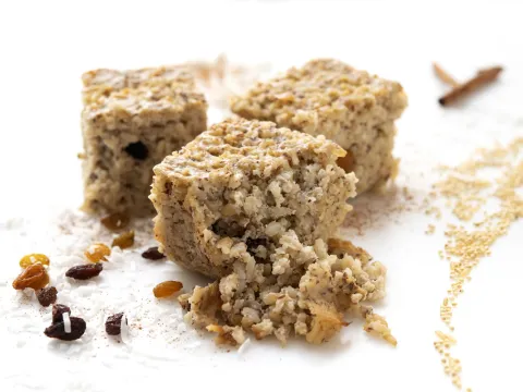 Three squares of millet-rice pudding