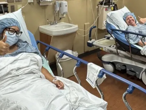 Myra Segarra and Kaile Daffron before their transplant surgeries