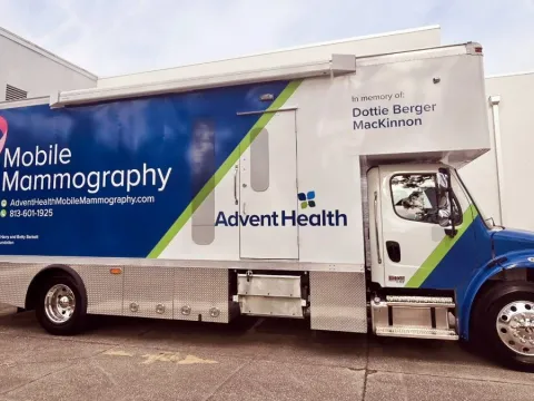 The new AdventHealth West Florida Mobile Mammography Bus.