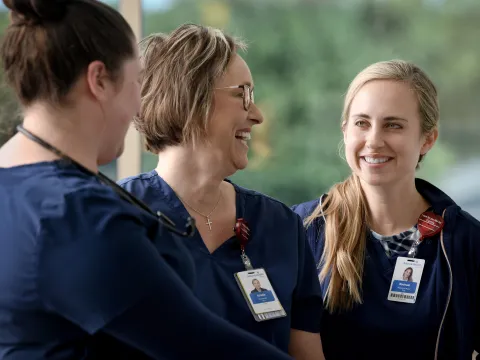 Nurses laughing together