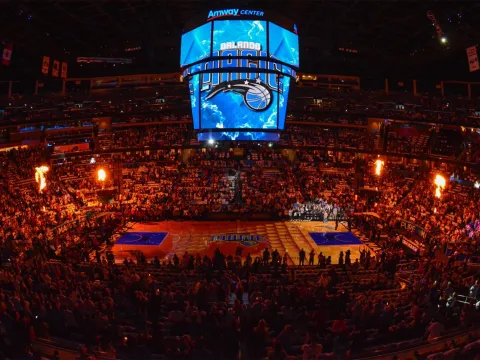 Full Audience at Amway Stadium for an Orlando Magic game.