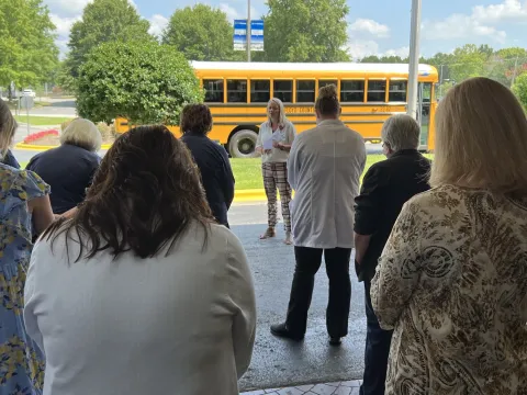 Kendra Latta prays a back to school prayer at AdventHealth Redmond