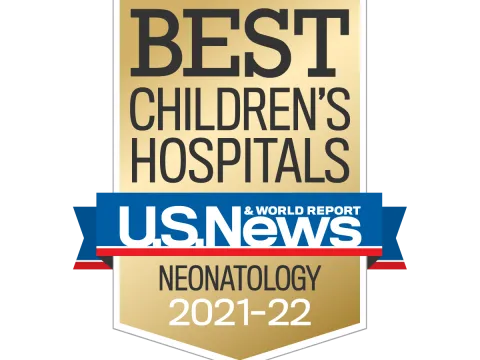 US News Best Children's Hospital in Neonatology 2021-2022 logo.