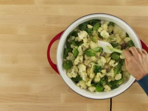 No Fuss Cauliflower and Spinach Sauté from Simply Healthy Cookbook