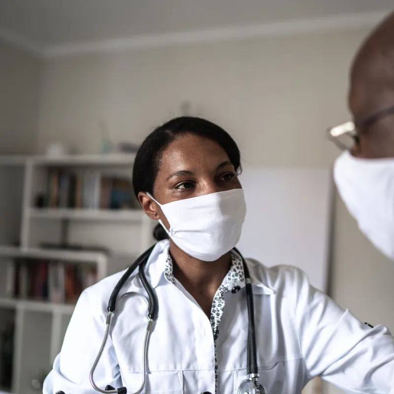 A man visiting his doctor.