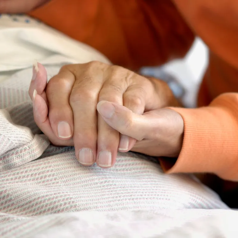 Holding hands.
