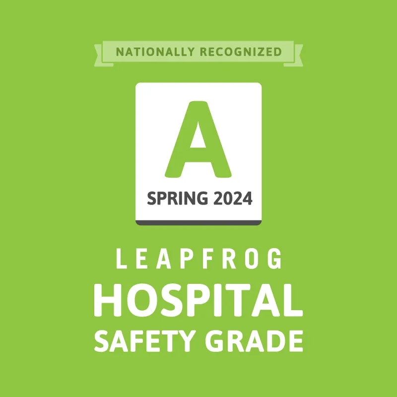 Leapfrog A Grade Hospital Safety Grade Spring 2024 logo.