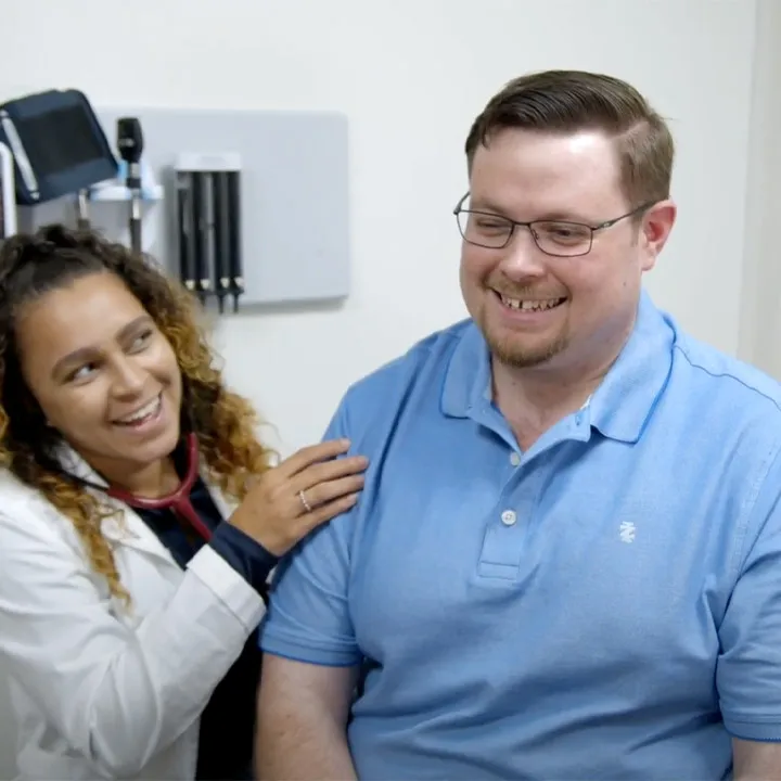 Michael visiting the doctor's office.