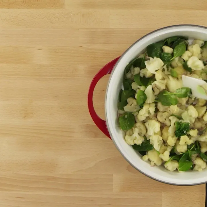 No Fuss Cauliflower and Spinach Sauté from Simply Healthy Cookbook