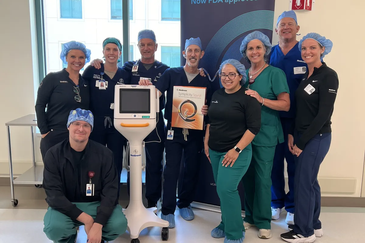 Dr. Mark Steiner and the AdventHealth team perform the first commercial renal denervation procedure in the Central Florida market on May 21, 2024.