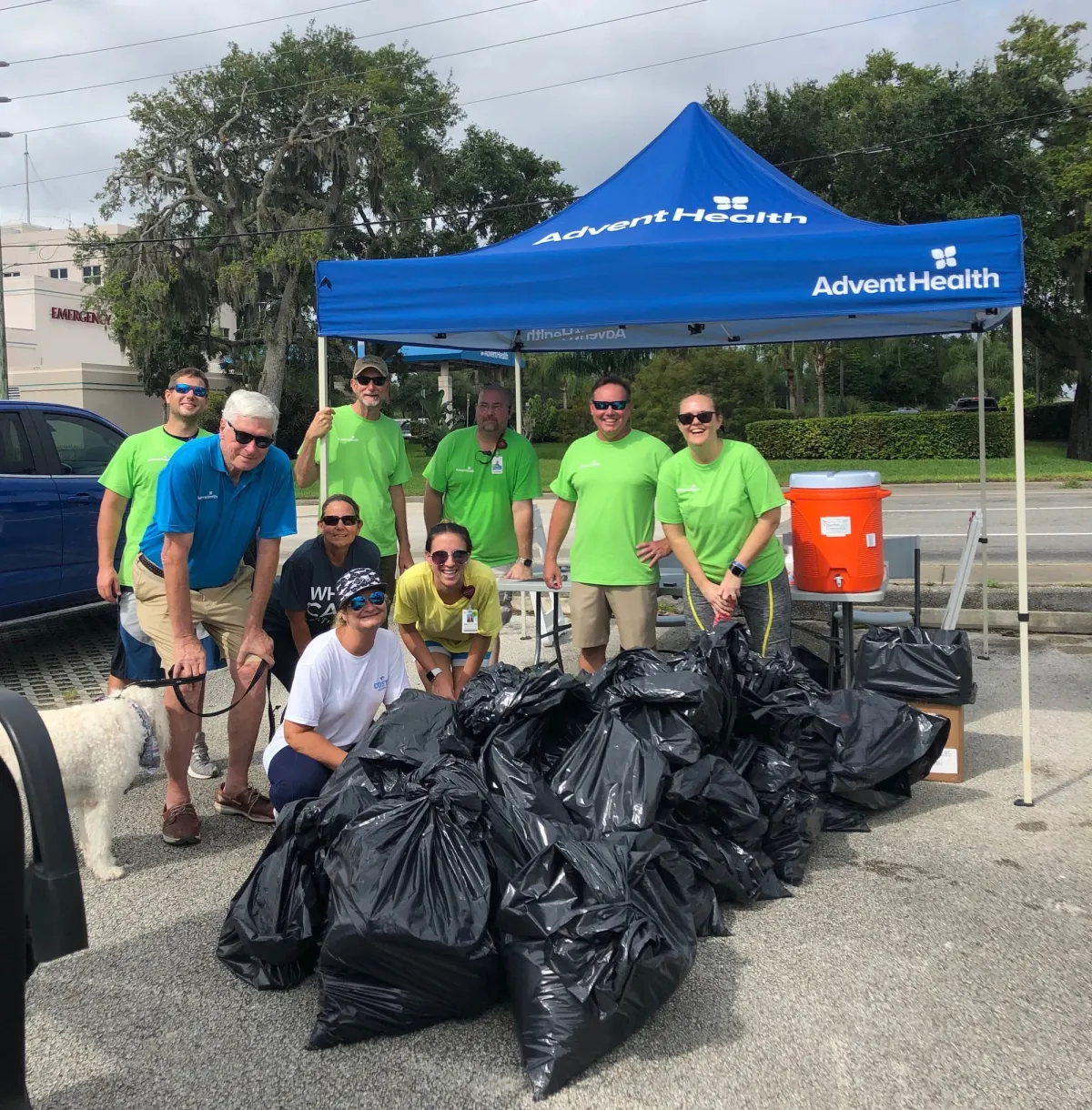 Nearly 50 AdventHealth New Smyrna Beach employees and family members picked up nearly 250 pounds of trash along the 4.2-mile North/South Causeway Loop.