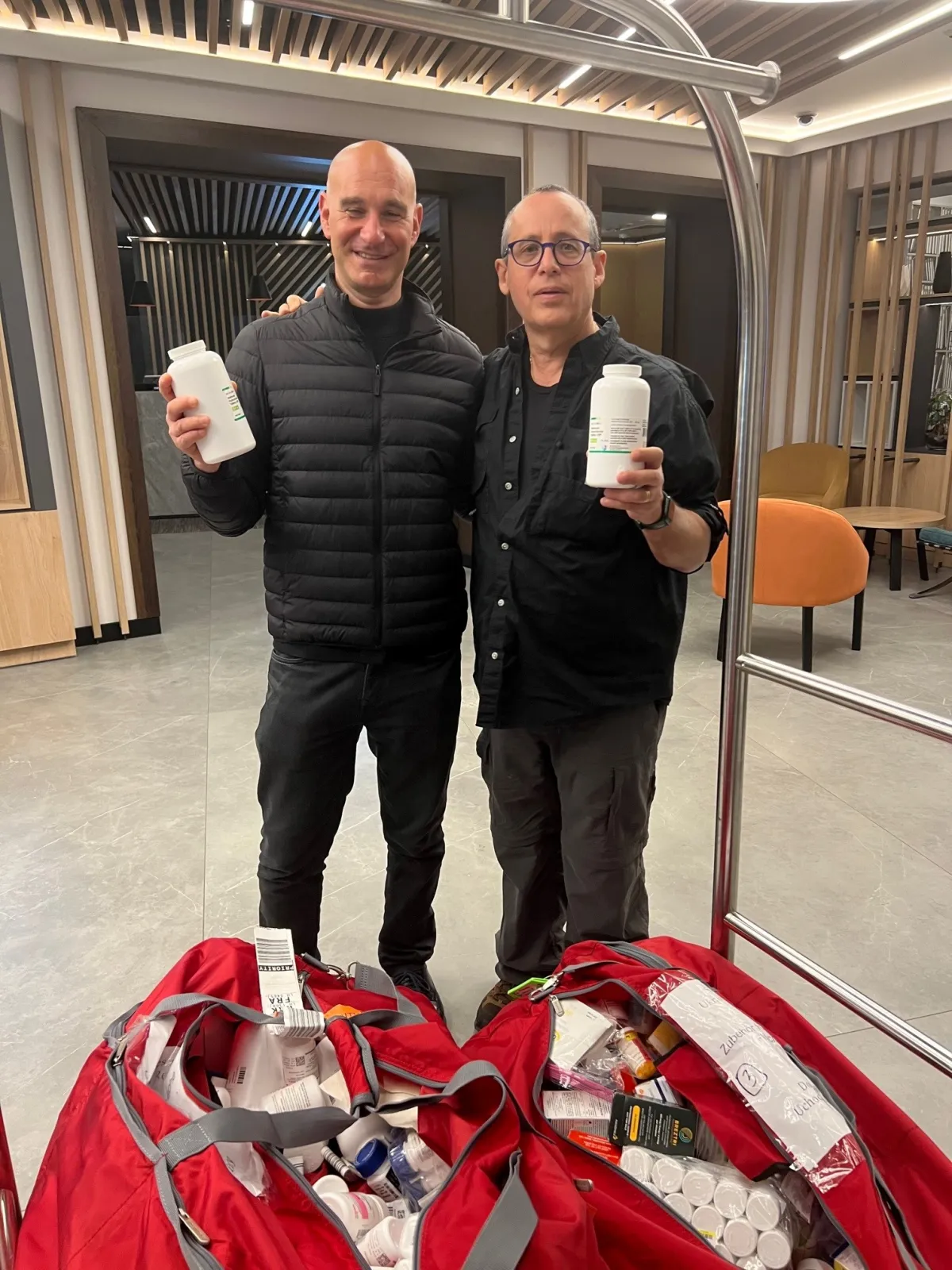 Rabbi Engel in Poland delivering medication to refugees form Ukraine