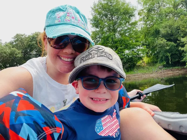 Thieman and her son enjoying family time together.